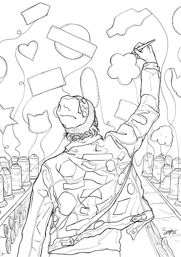 Coloring page for Emron in Pohjois-Satakunnan värityskirja -coloring book, 2022