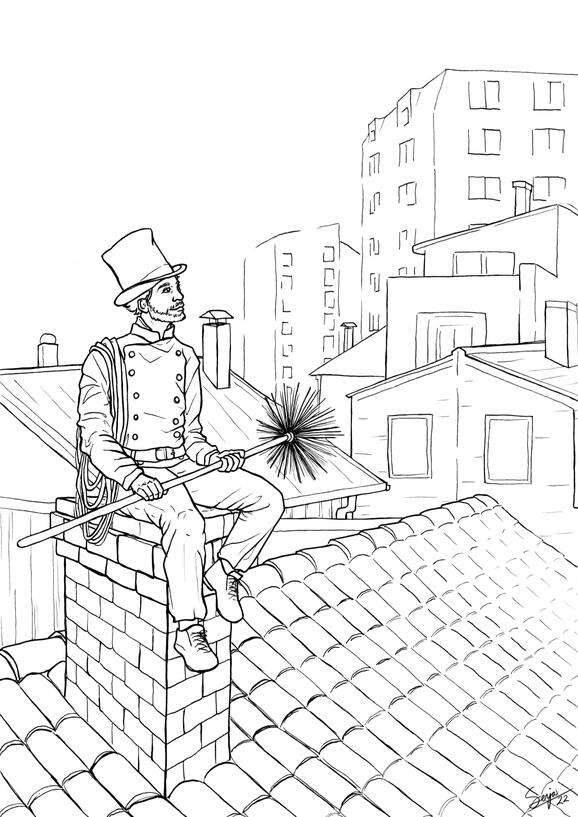 Coloring page for Pohjois-Satakunnan Nuohouspalvelu in Pohjois-Satakunnan värityskirja -coloring book, 2022