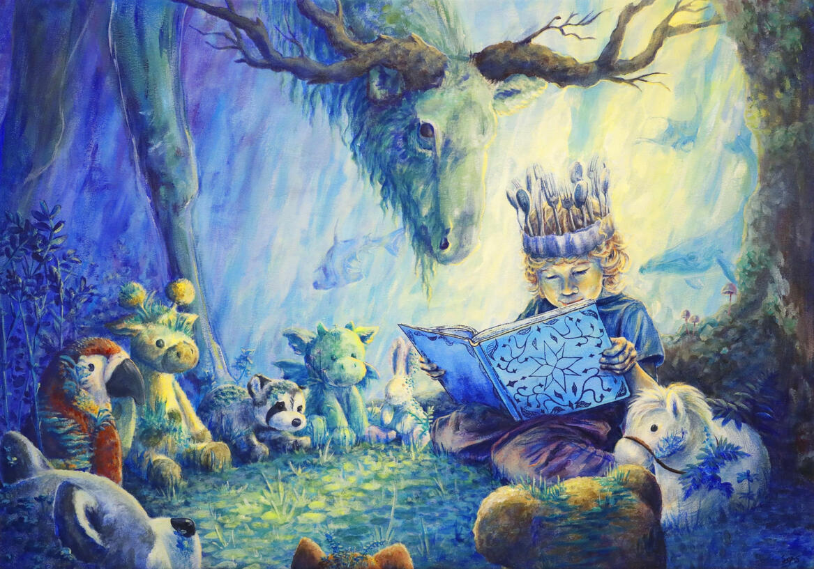 Ja asiat olivat kuten ne aina olivat olleet "And things were as they had always been" Acrylic, oil and screen print on canvas 70 x 100 cm, 2023