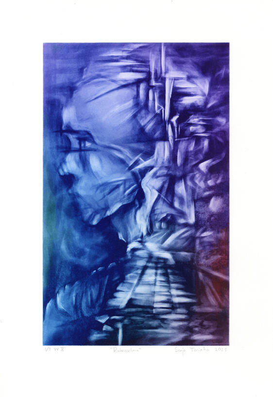 Rakennelma, color variation "Construction" Polymer photogravure 2021
